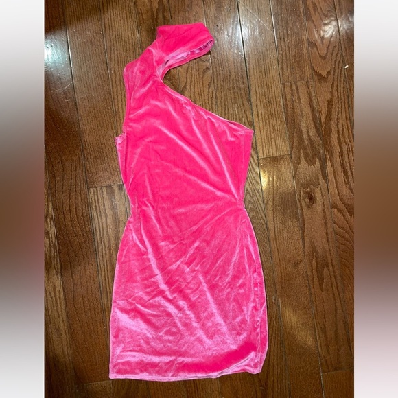 New! Revolve x Miscreants Bodycon Hot Pink Velvet Mini Dress w/ Opera Gloves💖 XS - Picture 8 of 10